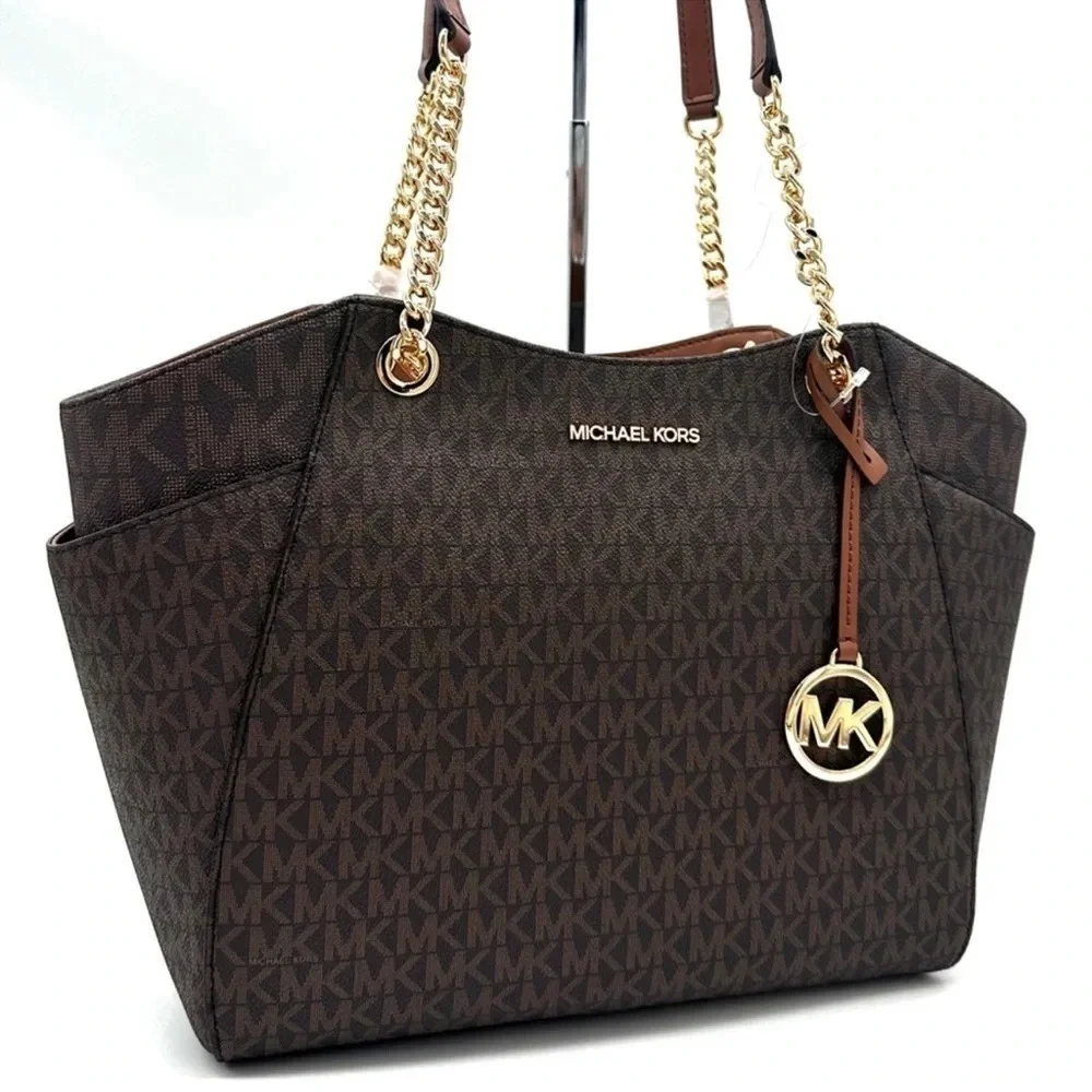 Michael Kors Large Jet Set Travel Chain Shoulder Bag Brown (NWT)